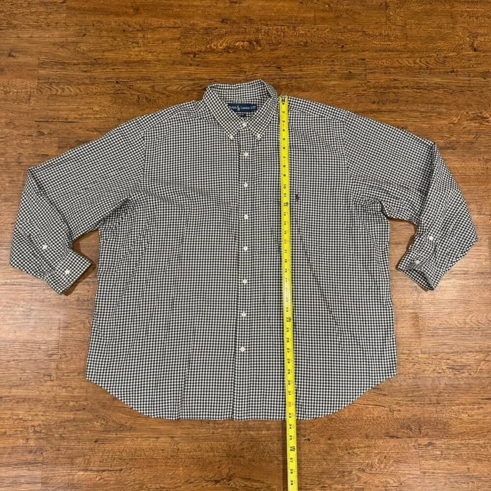 Vintage Polo‎ Ralph Lauren Black White Gingham Check Button Down Shirt Men's 3XB